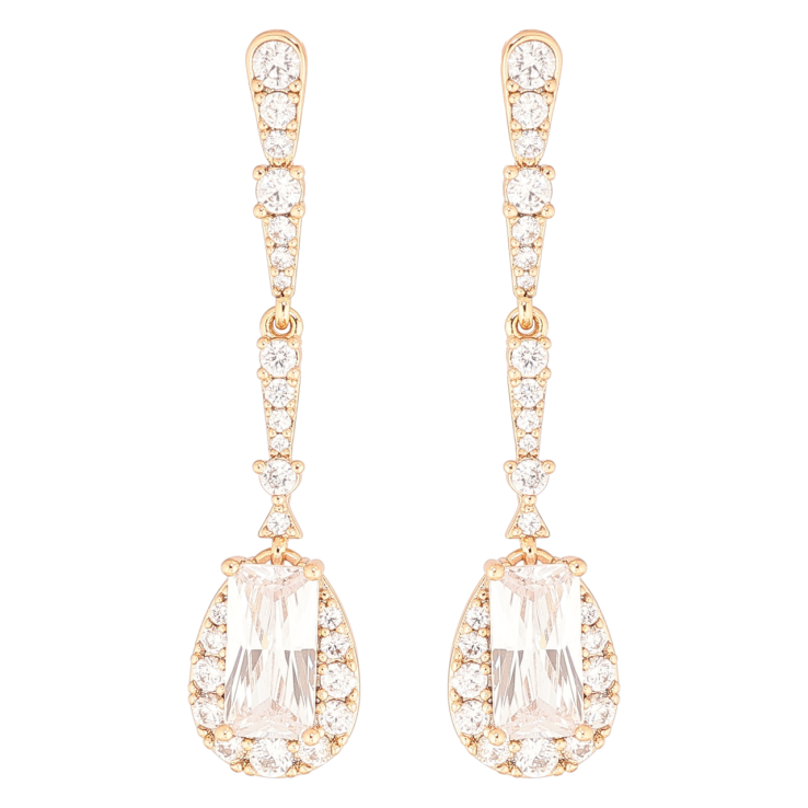 Сережки Xuping Позолота 18K пусети «Кристальні підвіски» фото №17