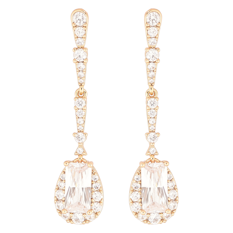 Сережки Xuping Позолота 18K пусети «Кристальні підвіски» фото №1