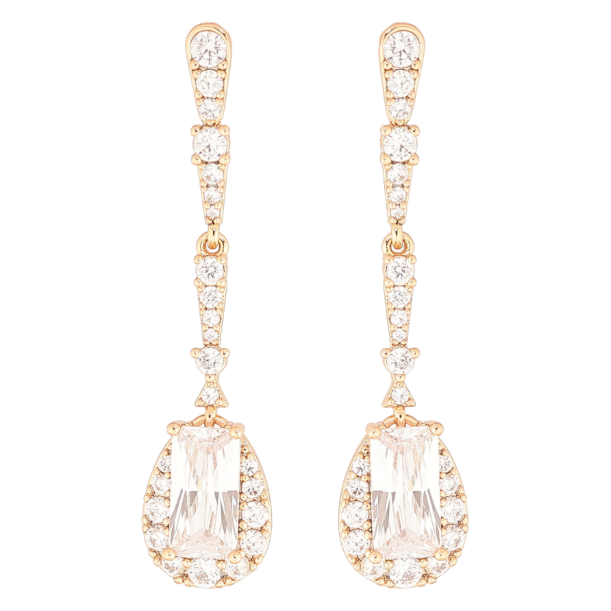 Сережки Xuping Позолота 18K пусети «Кристальні підвіски» фото №1