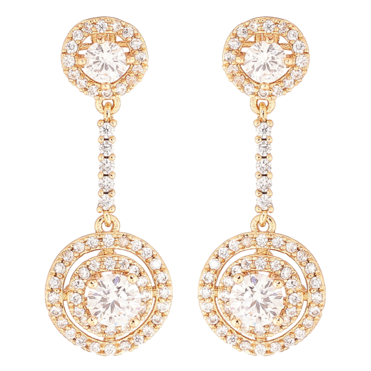 Сережки Xuping Позолота 18K пусети «Кристальні підвіски» фото №17