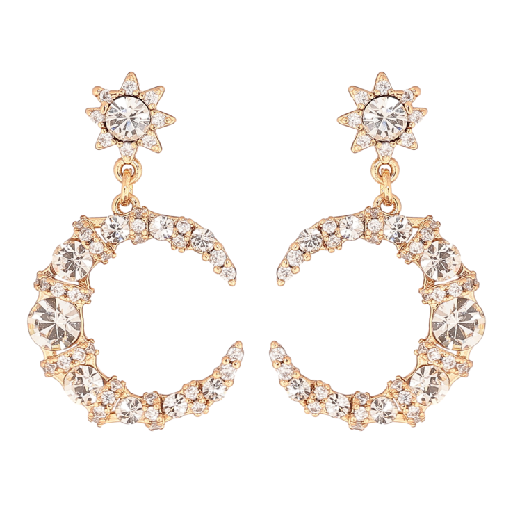 Сережки Xuping Позолота 18K пусети «Кришталеві півмісяці» фото №15