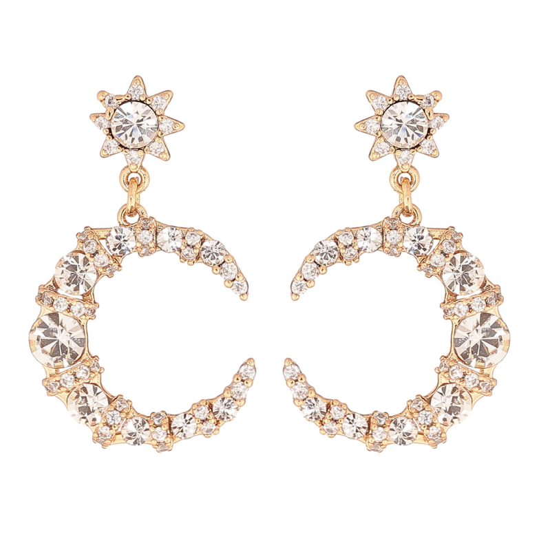 Серьги Xuping Позолота 18K пусеты Кристальные полумесяцы фото №1