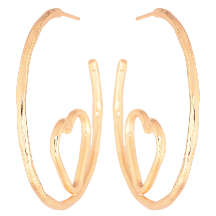 Сережки Xuping Позолота 18K пусети «Півкільця з сердечками» фото №19