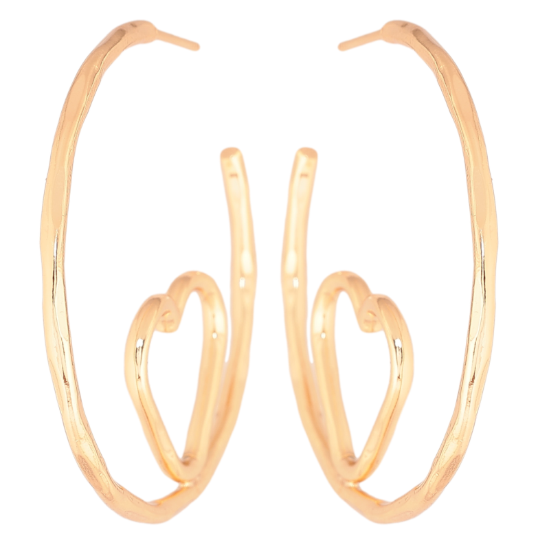 Сережки Xuping Позолота 18K пусети «Півкільця з сердечками» фото №1