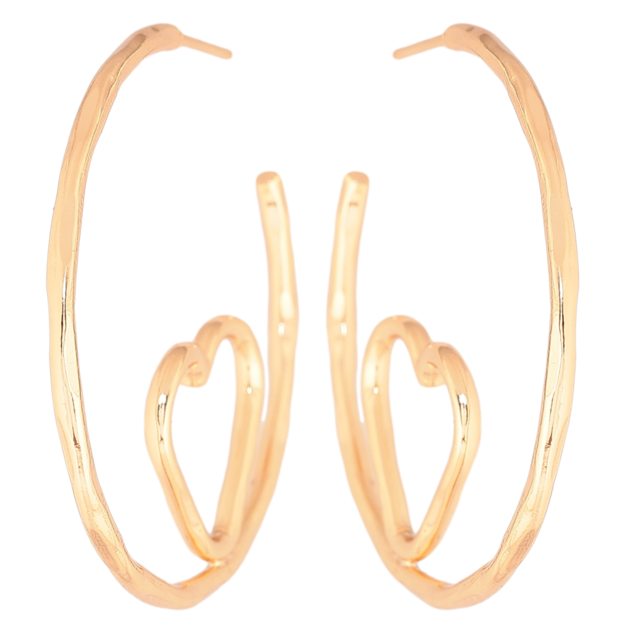 Сережки Xuping Позолота 18K пусети «Півкільця з сердечками» фото №1