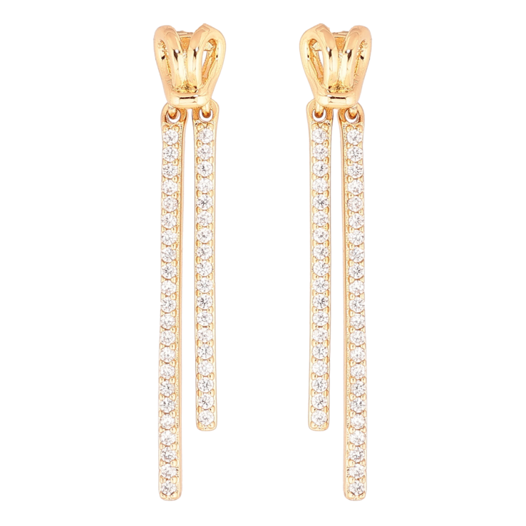 Сережки Xuping Позолота 18K пусети «Підвіски з кришталевими доріжками» фото №17