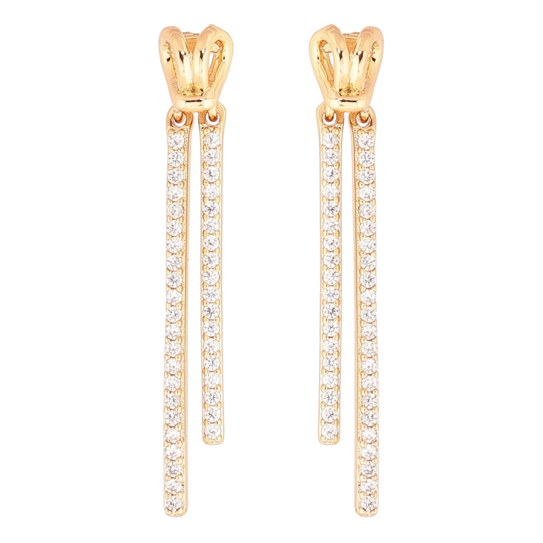 Сережки Xuping Позолота 18K пусети «Підвіски з кришталевими доріжками» фото №6