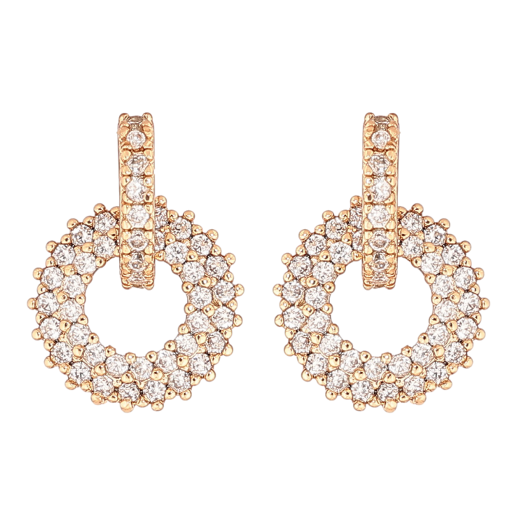 Серьги Xuping Позолота 18K пусеты Кристальные колечки фото №3