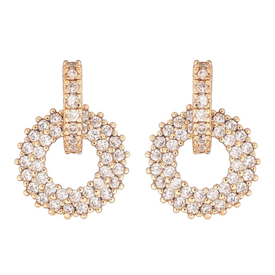 Серьги Xuping Позолота 18K пусеты Кристальные колечки фото №1