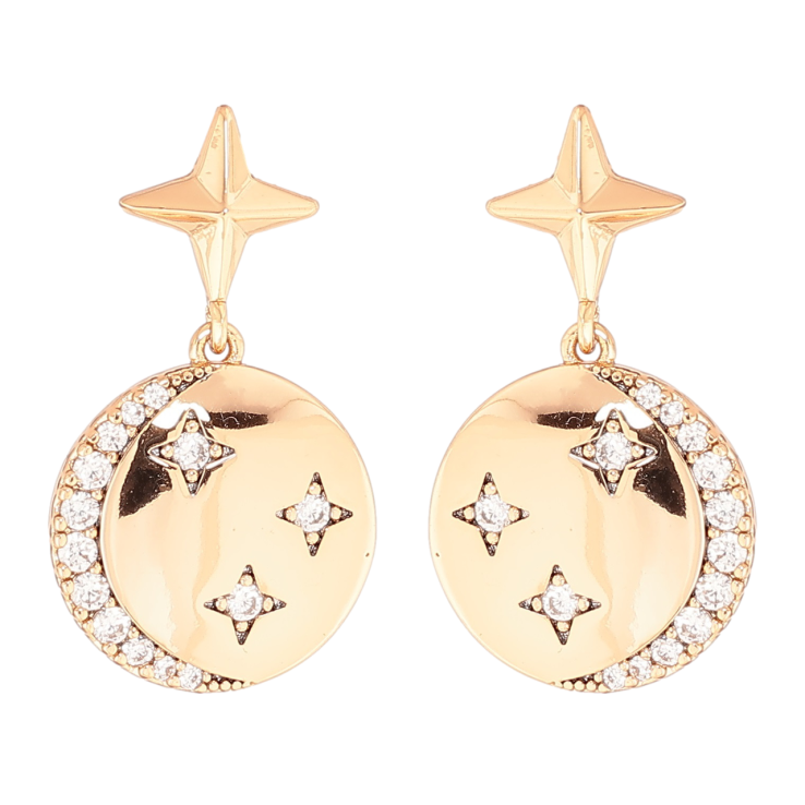 Серьги Xuping Позолота 18K пусеты Звездная ночь фото №16