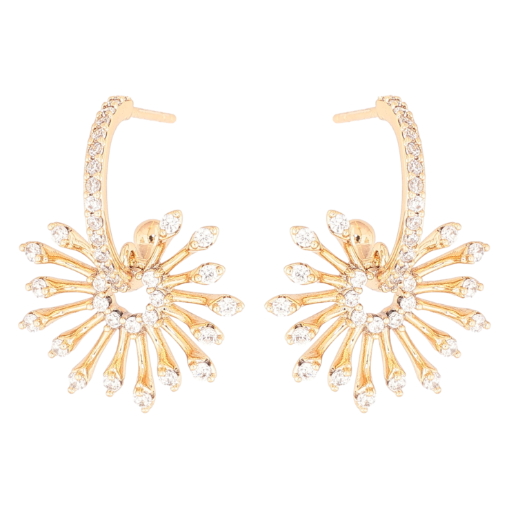 Серьги Xuping Позолота 18K пусеты Дуги с искристыми подвесками фото №21