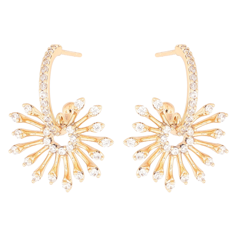 Серьги Xuping Позолота 18K пусеты Дуги с искристыми подвесками фото №1