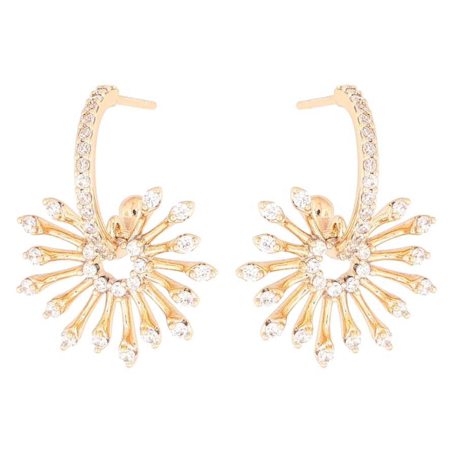 Серьги Xuping Позолота 18K пусеты Дуги с искристыми подвесками фото №1