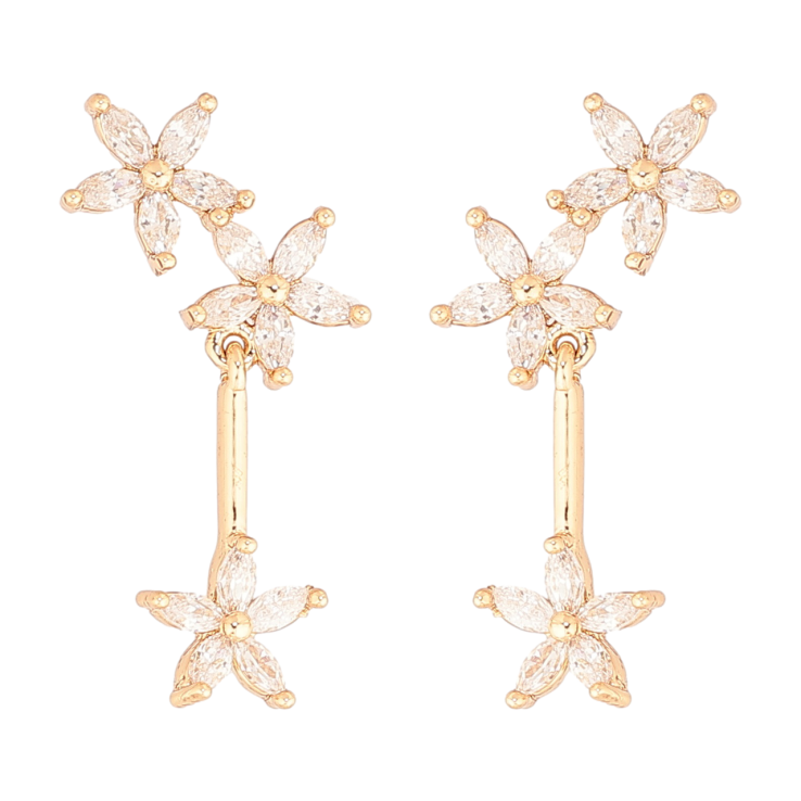 Серьги Xuping Позолота 18K пусеты Кристальные цветочки фото №5