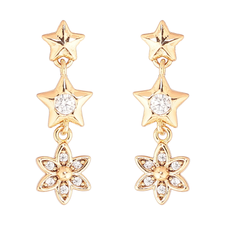 Сережки Xuping Позолота 18K пусети «Підвіски з зірками та квіточками» фото №18