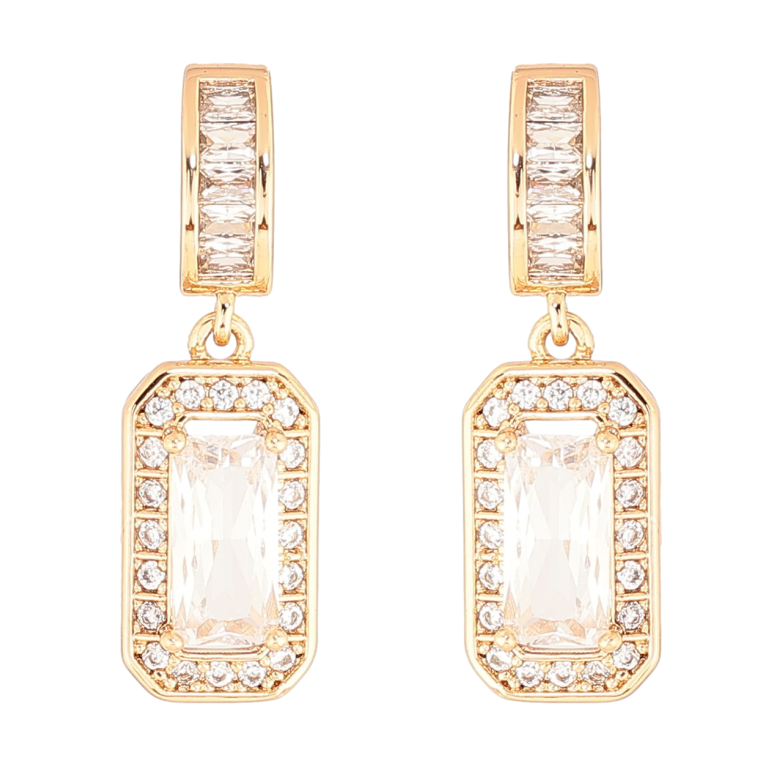 Сережки Xuping Позолота 18K пусети «Кристальні підвіски» фото №1