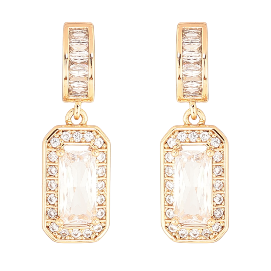 Сережки Xuping Позолота 18K пусети «Кристальні підвіски» фото №1