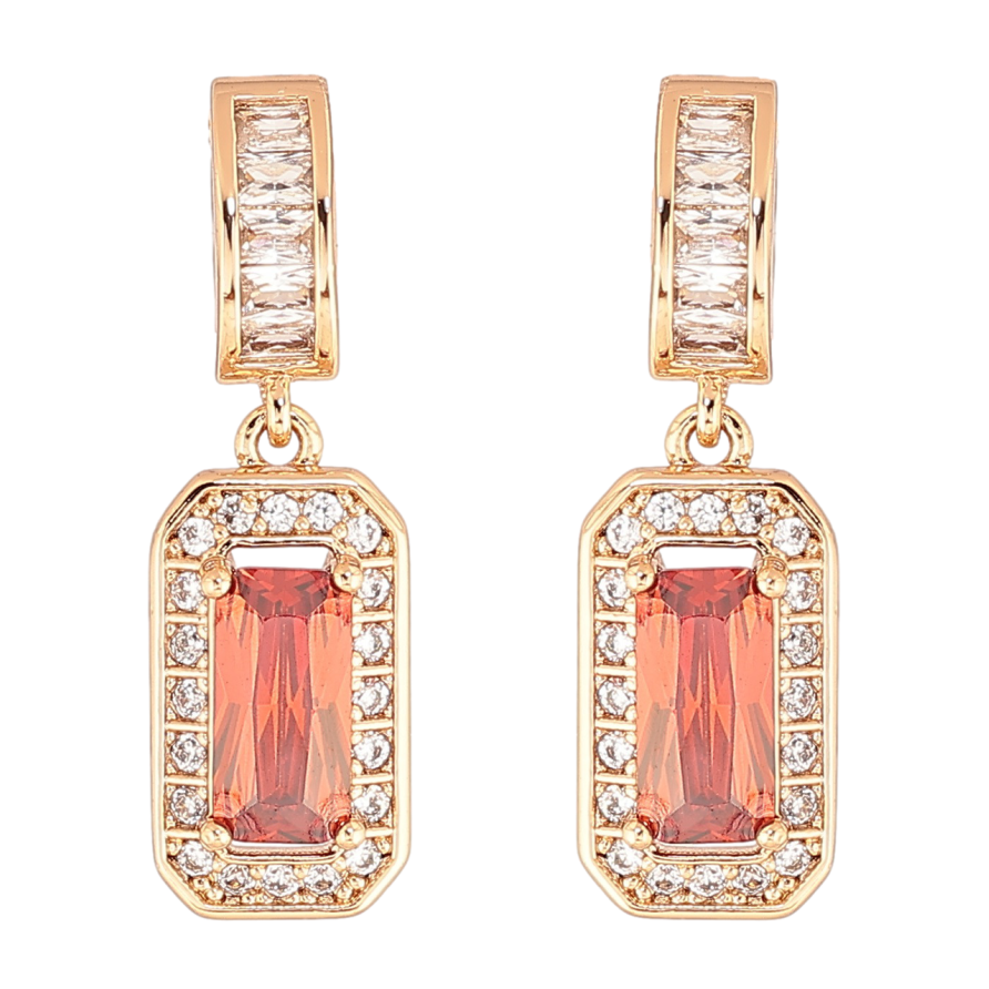 Сережки Xuping Позолота 18K пусети «Кришталеві підвіски з червоним кристалом» фото №1