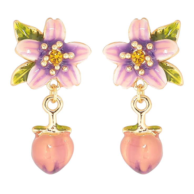 Серьги Xuping JEAN GOUJON Позолота 18K пусеты Цветочные подвески с эмалью фото №2