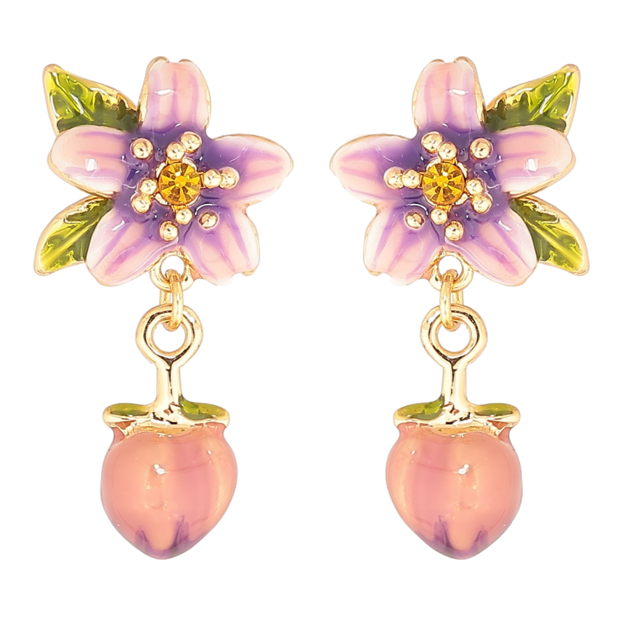 Серьги Xuping JEAN GOUJON Позолота 18K пусеты Цветочные подвески с эмалью фото №1