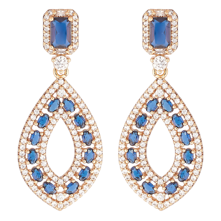 Серьги Xuping JEAN GOUJON Позолота 18K пусеты Роскошные подвески с инкрустацией бело-синими кристаллами фото №6