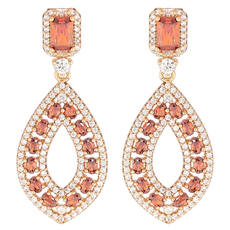 Сережки Xuping JEAN GOUJON Позолота 18K пусети «Розкішні підвіски з інкрустацією біло-червоними кристалами» фото №6