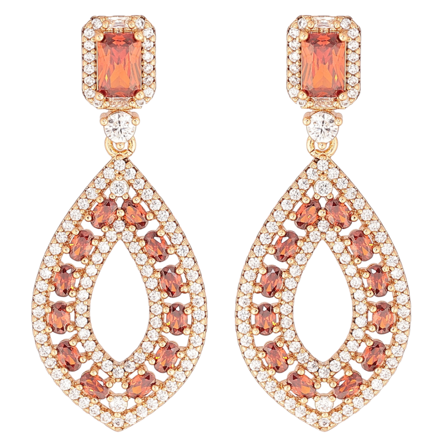 Сережки Xuping JEAN GOUJON Позолота 18K пусети «Розкішні підвіски з інкрустацією біло-червоними кристалами» фото №1