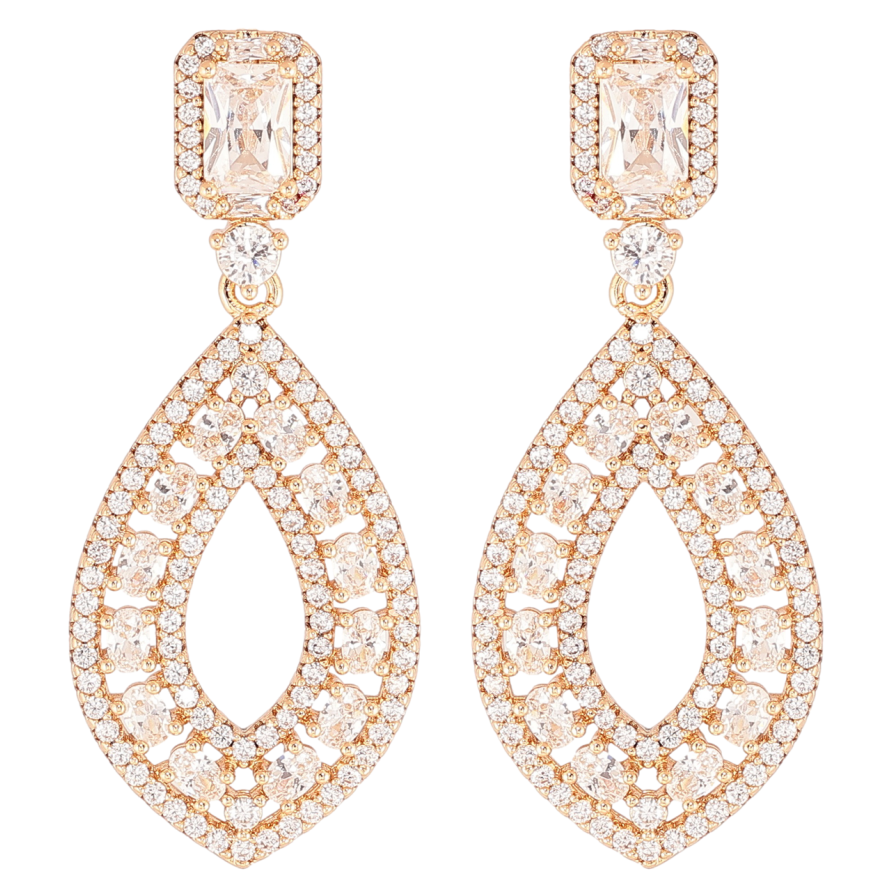 Сережки Xuping JEAN GOUJON Позолота 18K пусети «Розкішні підвіски з інкрустацією кристалами» фото №1