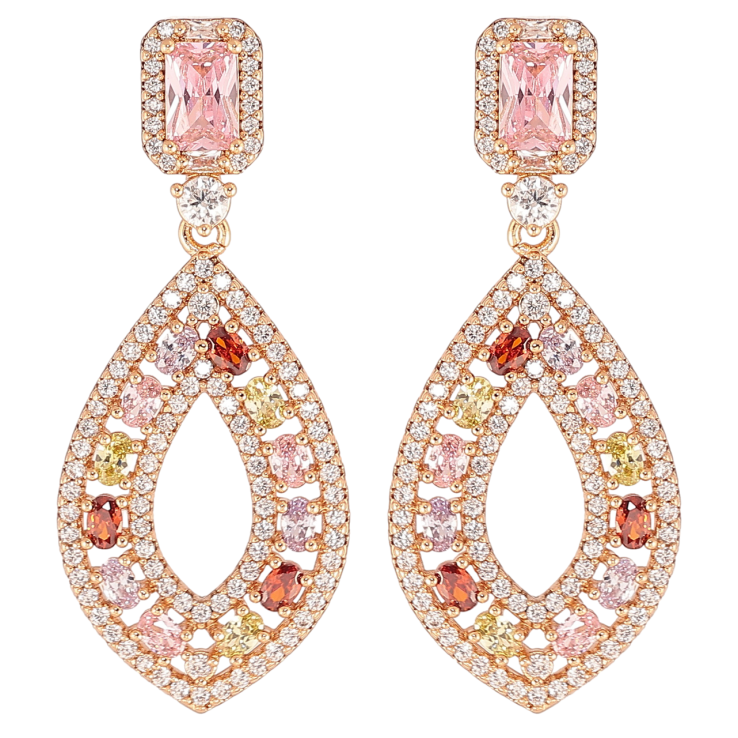 Сережки Xuping JEAN GOUJON Позолота 18K пусети «Розкішні підвіски з інкрустацією різнокольоровими кристалами» фото №4