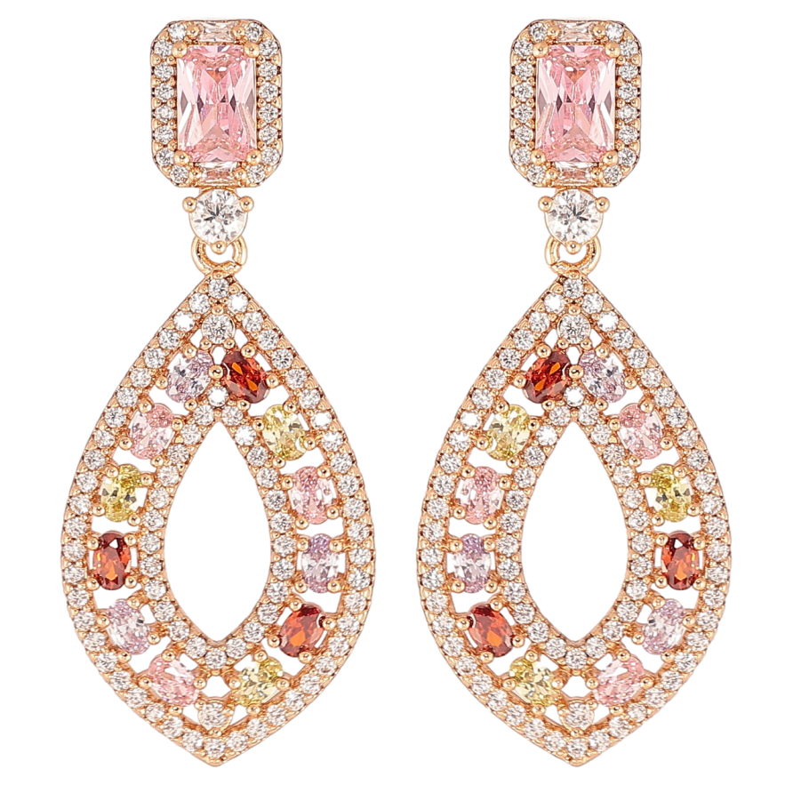 Сережки Xuping JEAN GOUJON Позолота 18K пусети «Розкішні підвіски з інкрустацією різнокольоровими кристалами» фото №1