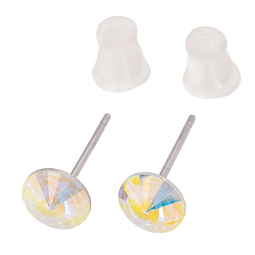 Сережки Xuping колір Родій з кристалами Swarovski пусети Кристали АВ» ø 6мм фото №1