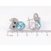 Сережки Xuping колір Родій з кристалами Swarovski англійський замок «Сови з кристалами Blue Zircon» фото №2