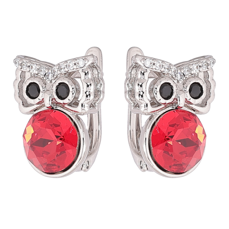 Сережки Xuping колір Родій з кристалами Swarovski англійський замок «Сови з кристалами Siam» фото №1