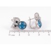 Сережки Xuping колір Родій з кристалами Swarovski англійський замок «Сови з кристалами Aquamarine» фото №2