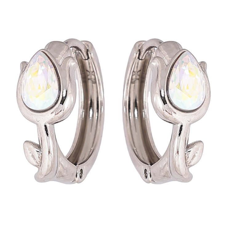 Сережки Xuping колір Родій з кристалами Swarovski колечка «Тюльпани з кристалами АВ» фото №12