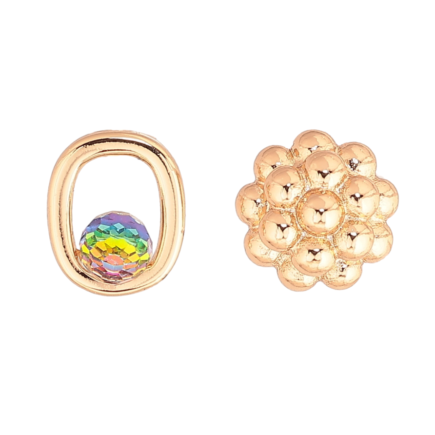 Сережки Xuping колір 18K з кристалами Swarovski пусети «Різнопланові з кристалом Vitrail Medium» фото №1