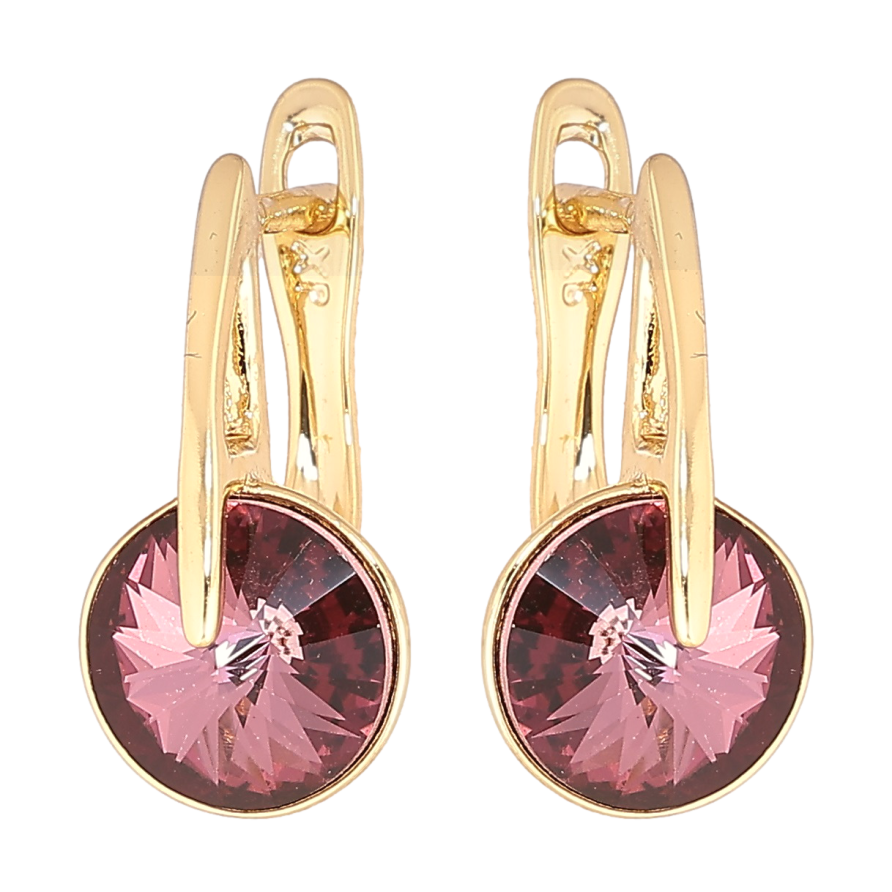 Сережки Xuping колір 14K з кристалами Swarovski англійський замок «Кристал Burgundy» фото №1