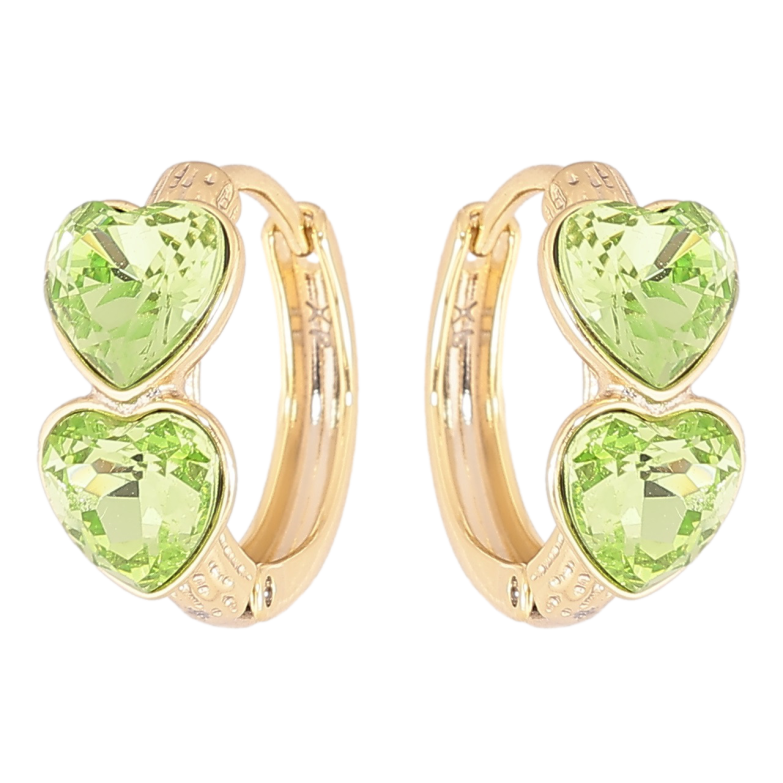 Сережки Xuping колір 14K з кристалами Swarovski колечка «Кришталеві сердечка Peridot» фото №16