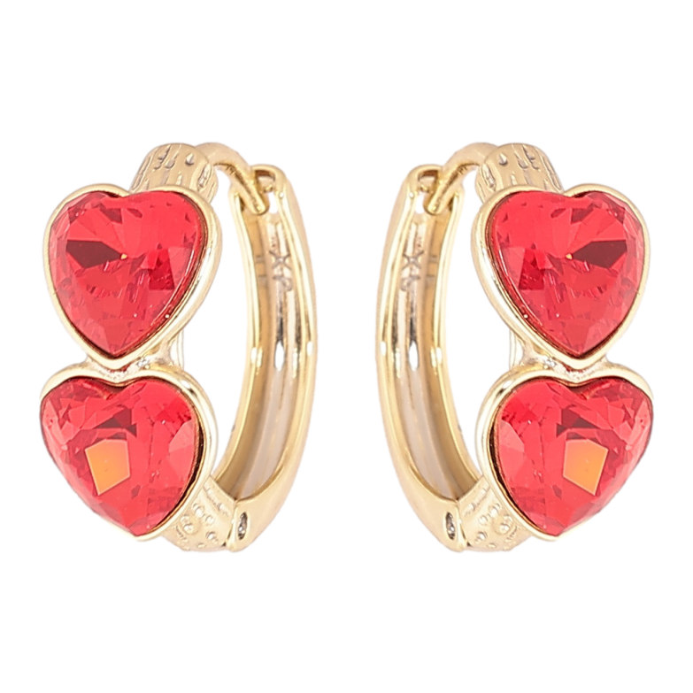 Сережки Xuping колір 14K з кристалами Swarovski колечка «Кришталеві сердечка Siam» фото №7