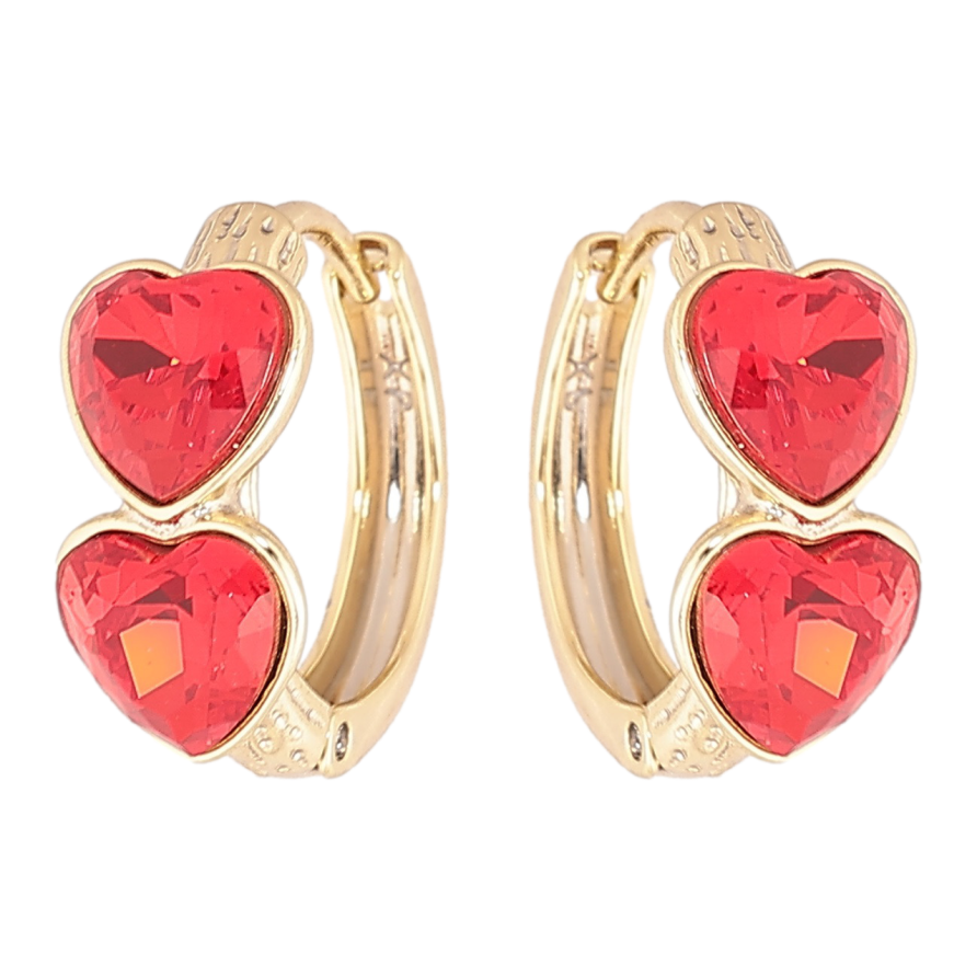 Сережки Xuping колір 14K з кристалами Swarovski колечка «Кришталеві сердечка Siam» фото №1