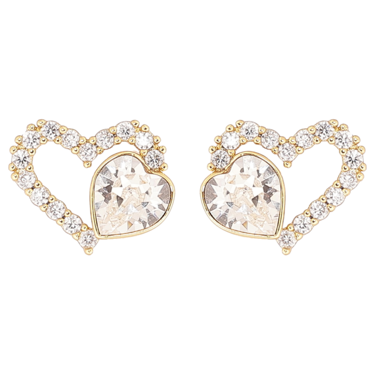 Сережки Xuping колір 14K з кристалами Swarovski пусети «Кришталеві сердечка Clear» фото №14