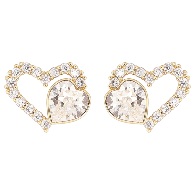 Сережки Xuping колір 14K з кристалами Swarovski пусети «Кришталеві сердечка Clear» фото №9