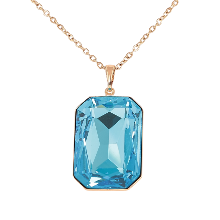 Кулон Xuping колір 18K з кристалами Swarovski на ланцюжку Кристал Aquamarine, 19х28мм» довжина 40-45см х 2мм фото №6