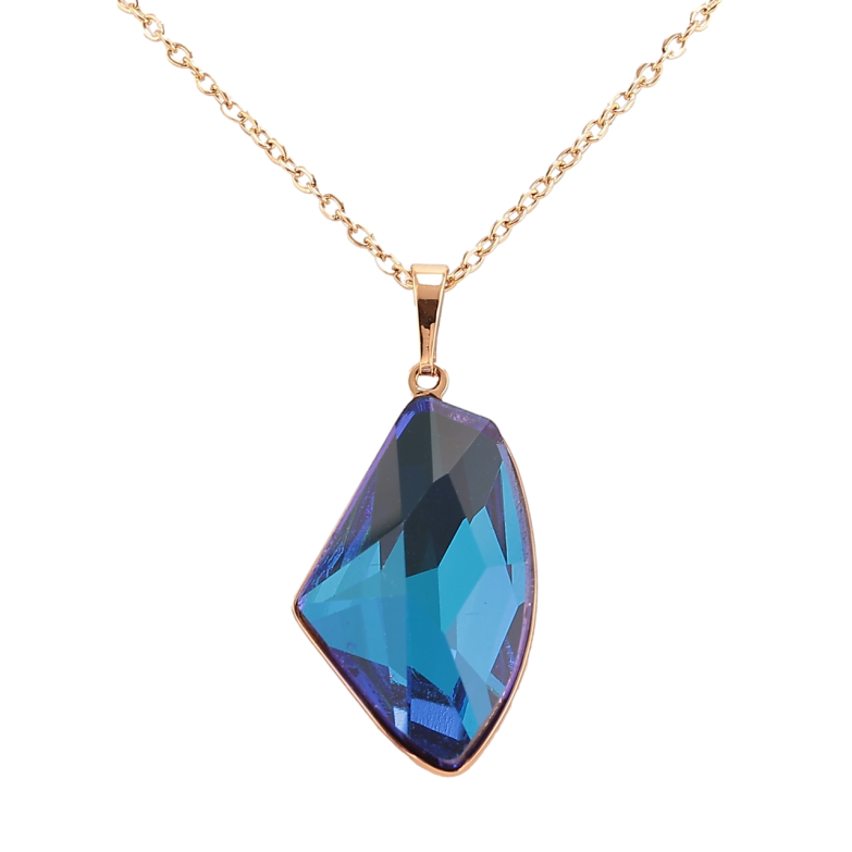 Кулон Xuping цвет 18K с кристаллами Swarovski на цепочке Кристалл Capri Blue длина 40-45см х 2мм фото №1