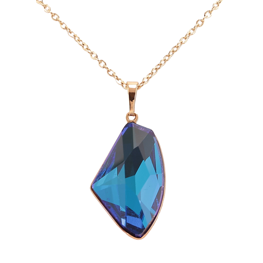 Кулон Xuping колір 18K з кристалами Swarovski на ланцюжку Кристал Capri Blue» довжина 40-45см х 2мм фото №1