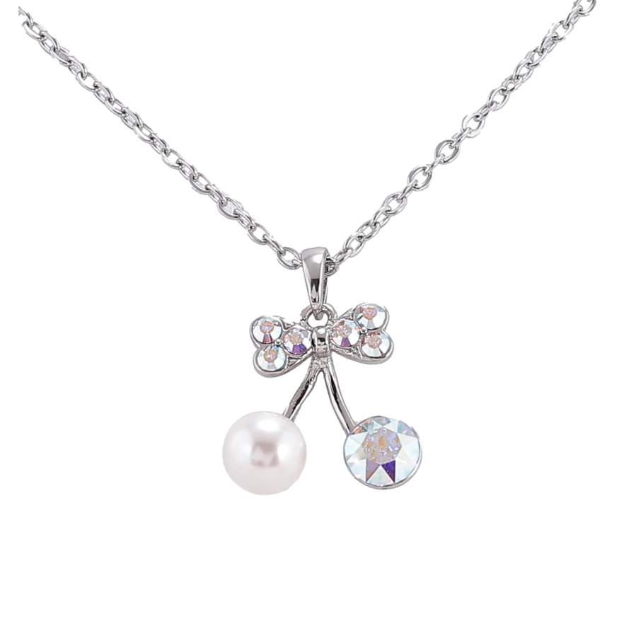 Кулон Xuping колір Родій із кр-ми Swarovski на ланцюжку «Вишеньки з кристалами АВ» довжина 41-46см х 2мм фото №1