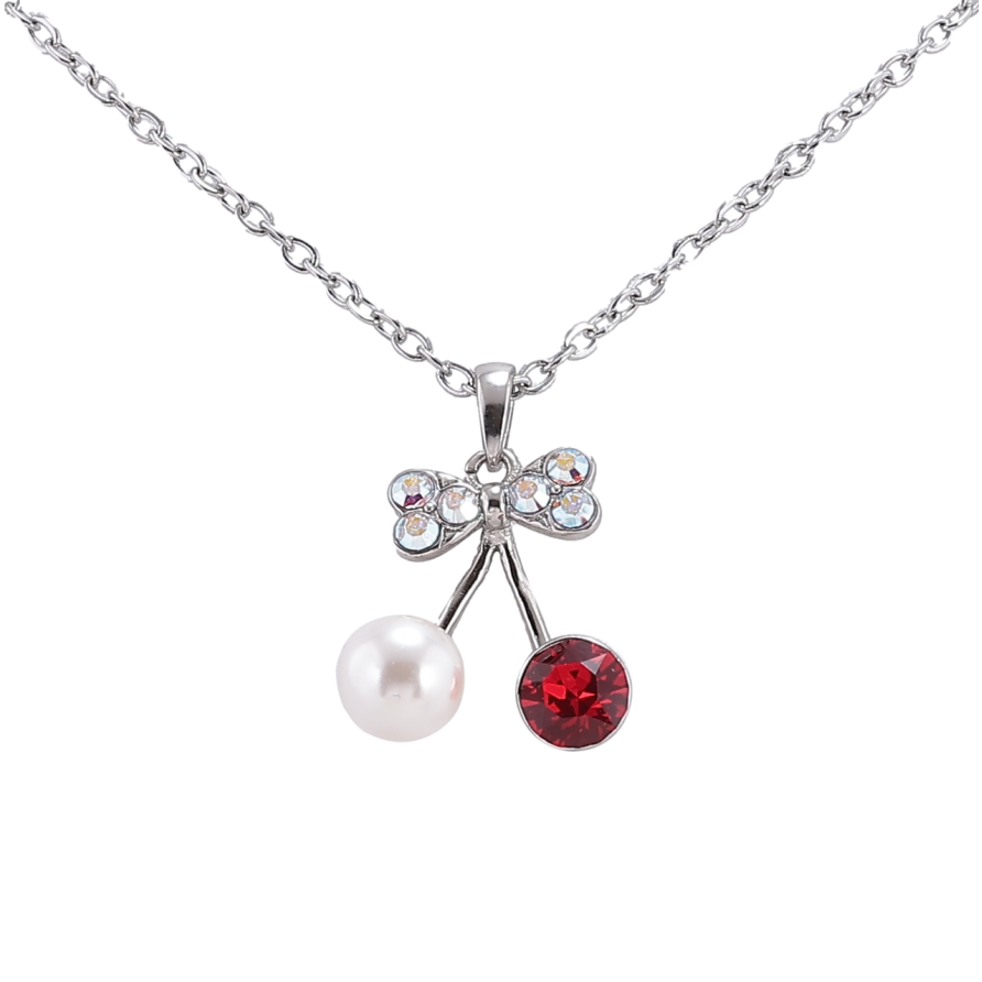 Кулон Xuping колір Родій із кр-ми Swarovski на ланцюжку «Вишеньки з кристалами Siam» довжина 41-46см х 2мм фото №1