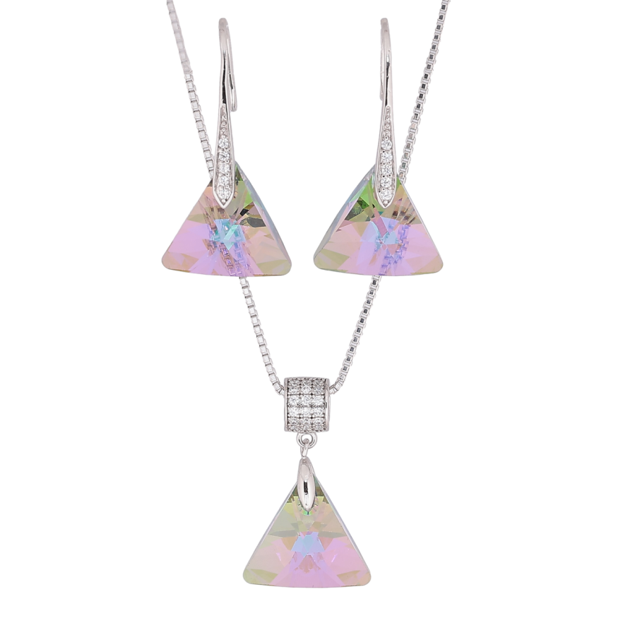 Набір Xuping колір Родій з кр-ми Swarovski Сережки Кулон на ланцюжку «Кристали Vitrail Light» довжина 40-45см х 1.5мм фото №1