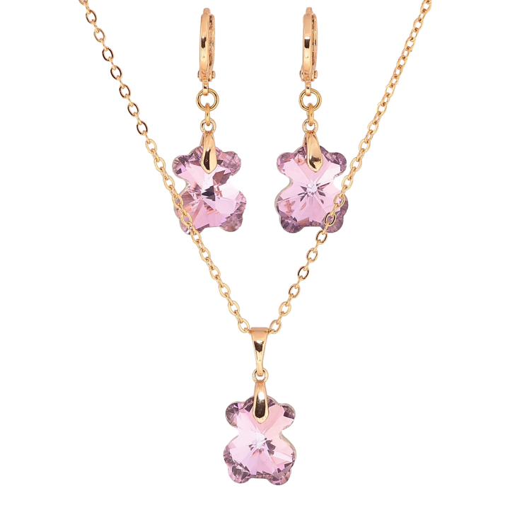 Набір Xuping колір 18K з кр-ми Swarovski Сережки Кулон на ланцюжку «Кришталеві ведмедики Amethyst» дл. 40-45см фото №4 Набір Xuping колір 18K з кр-ми Swarovski Сережки Кулон на ланцюжку «Кришталеві ведмедики Amethyst» дл. 40-45см фото №4