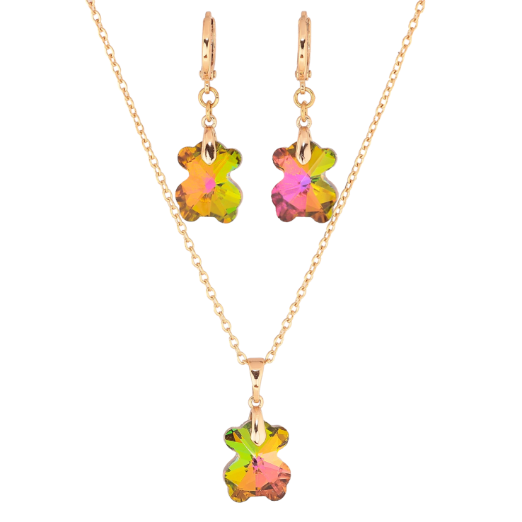 Набір Xuping колір 18K з кр-ми Swarovski Сережки Кулон на ланцюжку «Кришталеві ведмедики Vitrail Medium» дл. 40-45см х 2мм фото №3 Набір Xuping колір 18K з кр-ми Swarovski Сережки Кулон на ланцюжку «Кришталеві ведмедики Vitrail Medium» дл. 40-45см х 2мм фото №3